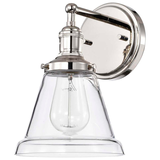 Sconce Nuvo 60-5412 Vintage - 1 Light - Sconce with Clear Glass - Vintage Lamp Included - Polished Nickel Finish Nuvo