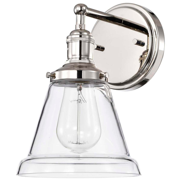 Sconce Nuvo 60-5412 Vintage - 1 Light - Sconce with Clear Glass - Vintage Lamp Included - Polished Nickel Finish Nuvo