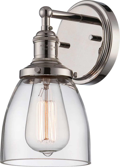 Sconce Nuvo 60-5414 Vintage - 1 Light - Sconce with Clear Glass - Vintage Lamp Included - Polished Nickel Finish Nuvo