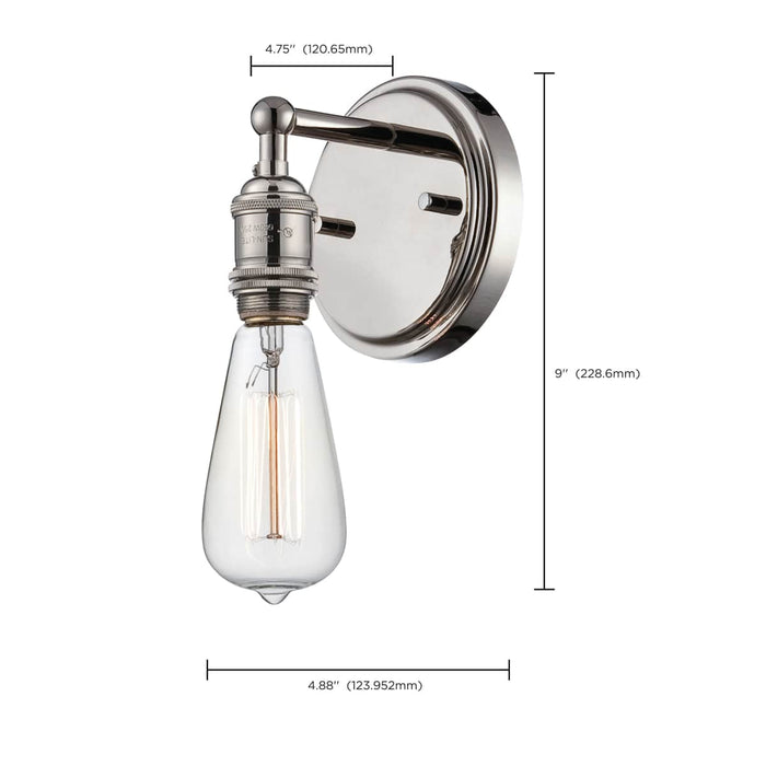 Sconce Nuvo 60-5415 Vintage - 1 Light - Sconce - Vintage Lamp Included - Polished Nickel Finish Nuvo