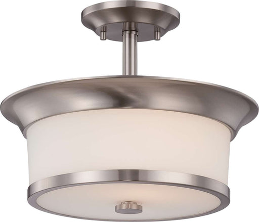Semi Flush Nuvo 60-5450 Mobili - 2 Light - Semi-Flush with Satin White Glass - Brushed Nickel Finish Nuvo
