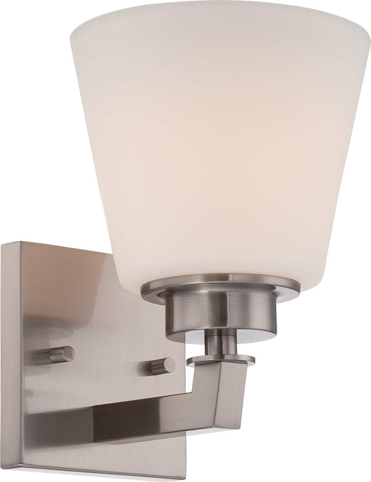 Vanity Nuvo 60-5451 Mobili - 1 Light - Vanity Fixture with Satin White Glass - Brushed Nickel Finish Nuvo