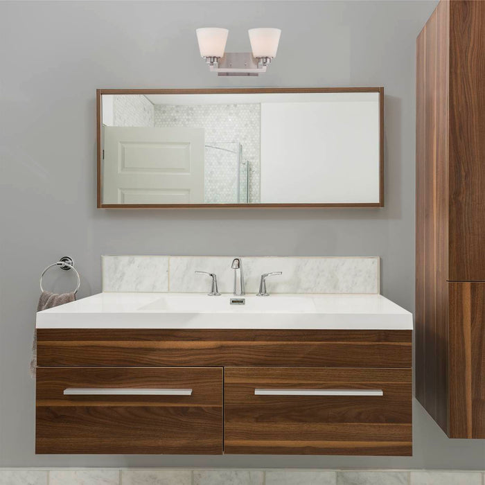 Vanity Nuvo 60-5452 Mobili - 2 Light - Vanity Fixture with Satin White Glass - Brushed Nickel Finish Nuvo