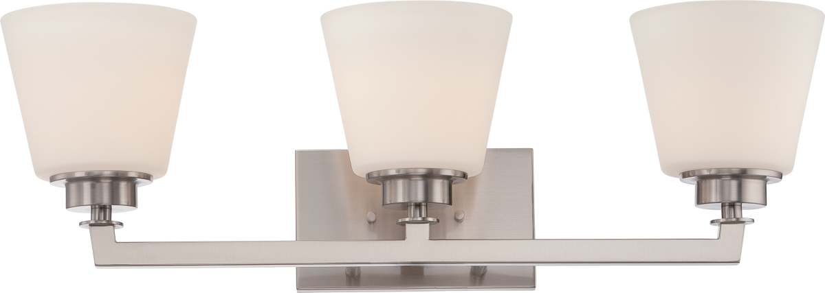 Vanity Nuvo 60-5453 Mobili - 3 Light - Vanity Fixture with Satin White Glass - Brushed Nickel Finish Nuvo
