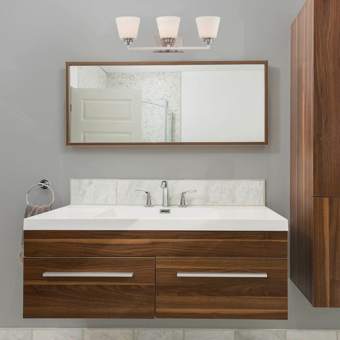 Vanity Nuvo 60-5453 Mobili - 3 Light - Vanity Fixture with Satin White Glass - Brushed Nickel Finish Nuvo