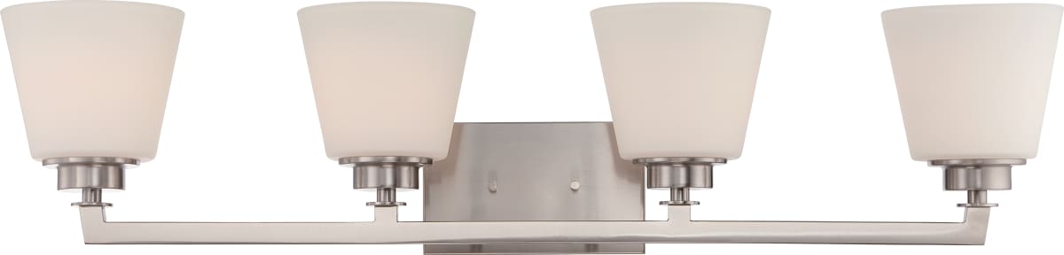 Vanity Nuvo 60-5454 Mobili - 4 Light - Vanity Fixture with Satin White Glass - Brushed Nickel Finish Nuvo
