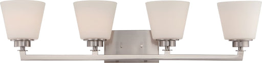 Vanity Nuvo 60-5454 Mobili - 4 Light - Vanity Fixture with Satin White Glass - Brushed Nickel Finish Nuvo
