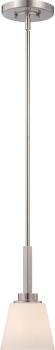 Mini Pendant Nuvo 60-5457 Mobili - 1 Light - Mini Pendant with Satin White Glass - Brushed Nickel Finish Nuvo