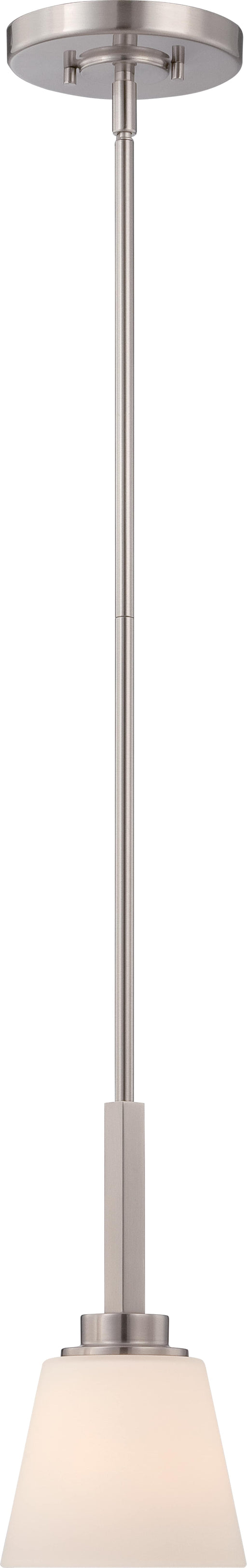 Mini Pendant Nuvo 60-5457 Mobili - 1 Light - Mini Pendant with Satin White Glass - Brushed Nickel Finish Nuvo