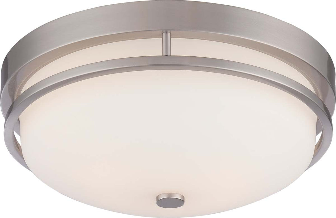 Flush Mount Nuvo 60-5486 Neval - 2 Light - Flush Fixture with Satin White Glass - Brushed Nickel Finish Nuvo