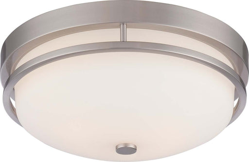 Flush Mount Nuvo 60-5486 Neval - 2 Light - Flush Fixture with Satin White Glass - Brushed Nickel Finish Nuvo