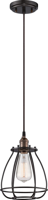 Pendant Nuvo 60-5501 Vintage - 1 Light - Caged Pendant - Vintage Lamp Included - Rustic Bronze Finish Nuvo