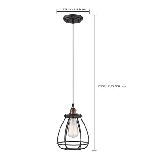 Pendant Nuvo 60-5501 Vintage - 1 Light - Caged Pendant - Vintage Lamp Included - Rustic Bronze Finish Nuvo