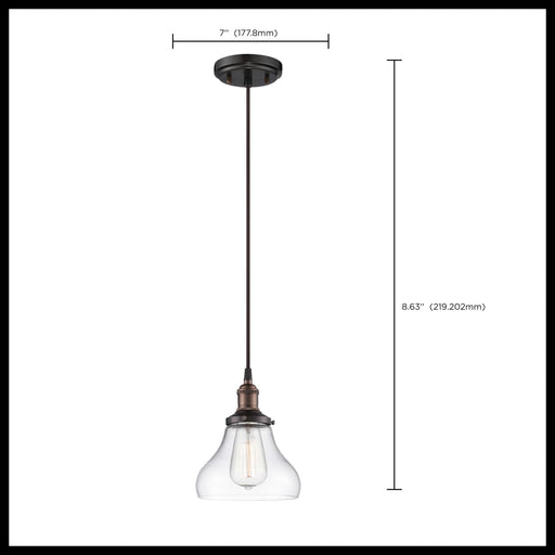 Pendant Nuvo 60-5503 Vintage - 1 Light - Pendant with Clear Glass - Vintage Lamp Included - Rustic Bronze Finish Nuvo