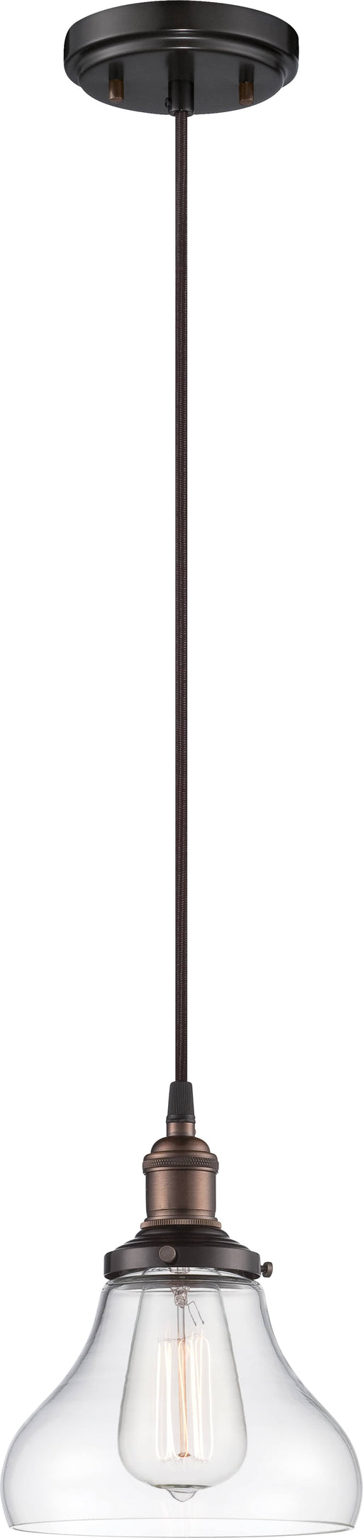 Pendant Nuvo 60-5503 Vintage - 1 Light - Pendant with Clear Glass - Vintage Lamp Included - Rustic Bronze Finish Nuvo