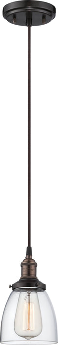Pendant Nuvo 60-5504 Vintage - 1 Light - Pendant with Clear Glass - Vintage Lamp Included - Rustic Bronze Finish Nuvo