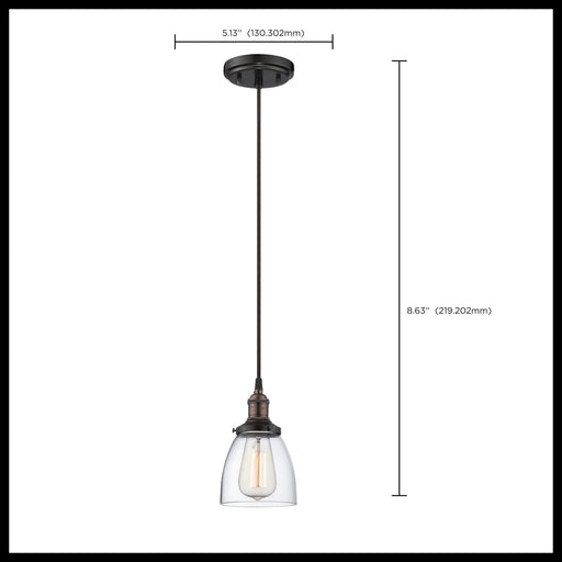 Pendant Nuvo 60-5504 Vintage - 1 Light - Pendant with Clear Glass - Vintage Lamp Included - Rustic Bronze Finish Nuvo