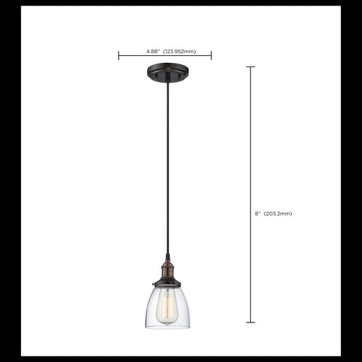 Pendant Nuvo 60-5505 Vintage - 1 Light - Pendant - Vintage Lamp Included - Rustic Bronze Finish Nuvo