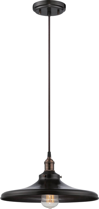 Pendant Nuvo 60-5506 Vintage - 1 Light - Pendant with Matching Shade - Vintage Lamp Included - Rustic Bronze Finish Nuvo
