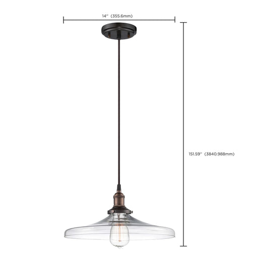 Pendant Nuvo 60-5507 Vintage - 1 Light - Pendant with Clear Glass - Vintage Lamp Included - Rustic Bronze Finish Nuvo
