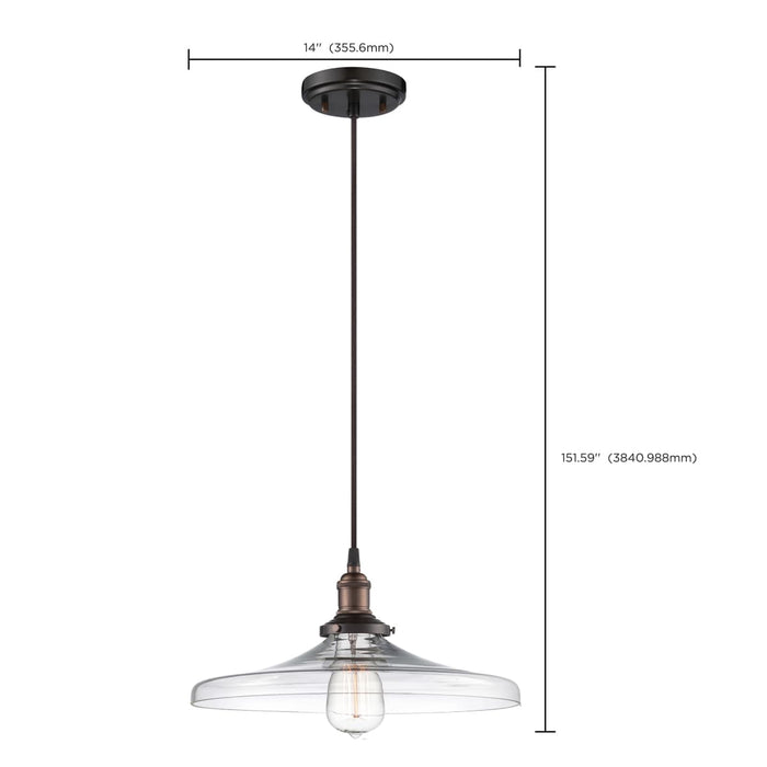 Pendant Nuvo 60-5507 Vintage - 1 Light - Pendant with Clear Glass - Vintage Lamp Included - Rustic Bronze Finish Nuvo