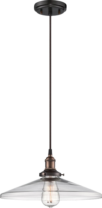 Pendant Nuvo 60-5508 Vintage - 1 Light - Pendant with Clear Glass - Vintage Lamp Included - Rustic Bronze Finish Nuvo
