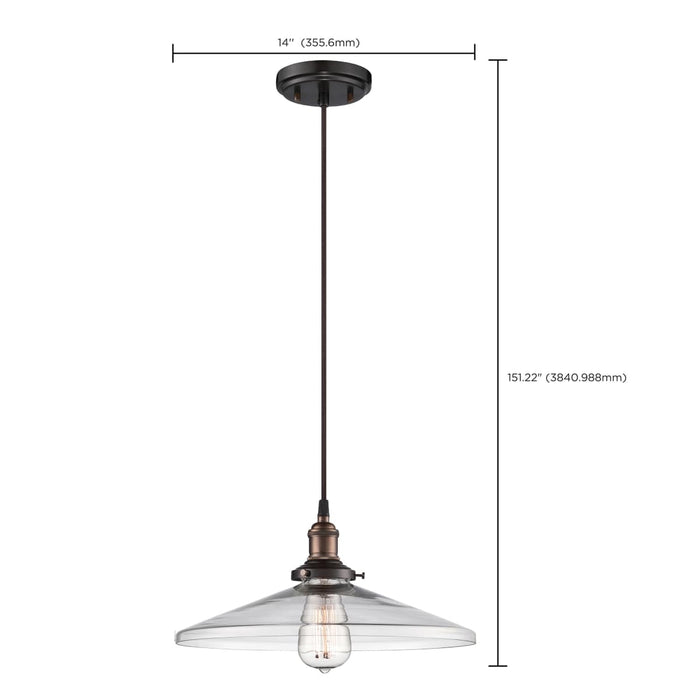 Pendant Nuvo 60-5508 Vintage - 1 Light - Pendant with Clear Glass - Vintage Lamp Included - Rustic Bronze Finish Nuvo