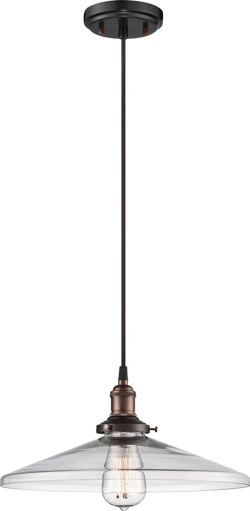Pendant Nuvo 60-5508 Vintage - 1 Light - Pendant with Clear Glass - Vintage Lamp Included - Rustic Bronze Finish Nuvo