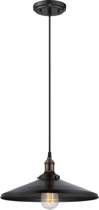 Pendant Nuvo 60-5509 Vintage - 1 Light - Pendant with Matching Shade - Vintage Lamp Included - Rustic Bronze Finish Nuvo