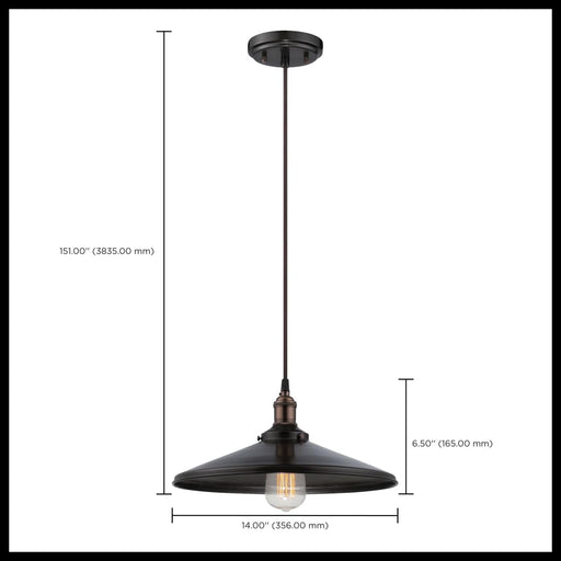 Pendant Nuvo 60-5509 Vintage - 1 Light - Pendant with Matching Shade - Vintage Lamp Included - Rustic Bronze Finish Nuvo