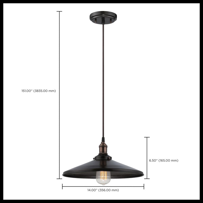 Pendant Nuvo 60-5509 Vintage - 1 Light - Pendant with Matching Shade - Vintage Lamp Included - Rustic Bronze Finish Nuvo