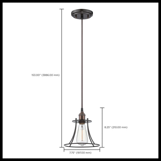 Pendant Nuvo 60-5511 Vintage - 1 Light - Caged Pendant - Vintage Lamp Included - Rustic Bronze Finish Nuvo