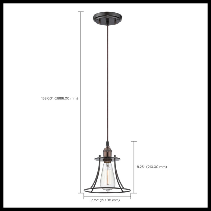 Pendant Nuvo 60-5511 Vintage - 1 Light - Caged Pendant - Vintage Lamp Included - Rustic Bronze Finish Nuvo
