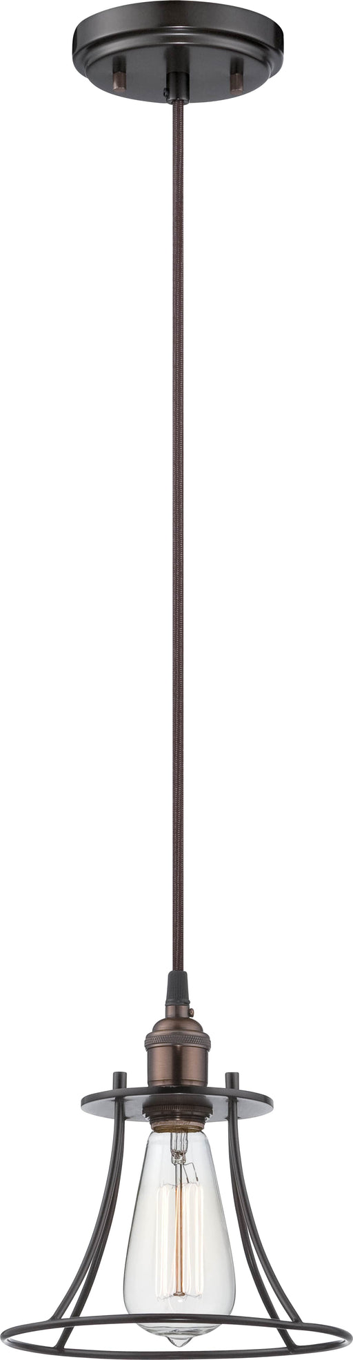 Pendant Nuvo 60-5511 Vintage - 1 Light - Caged Pendant - Vintage Lamp Included - Rustic Bronze Finish Nuvo