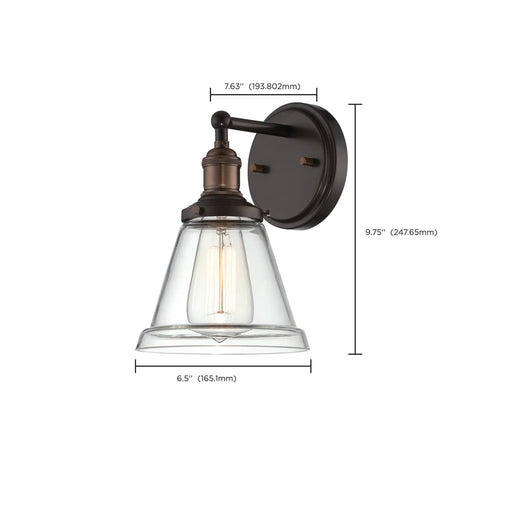 Sconce Nuvo 60-5512 Vintage - 1 Light - Sconce with Clear Glass - Vintage Lamp Included - Rustic Bronze Finish Nuvo