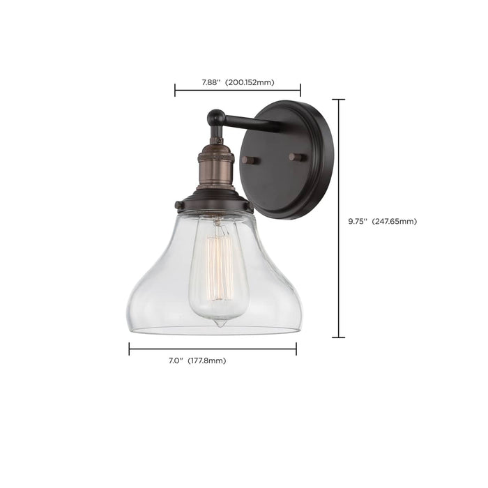 Sconce Nuvo 60-5513 Vintage - 1 Light - Sconce with Clear Glass - Vintage Lamp Included - Rustic Bronze Finish Nuvo