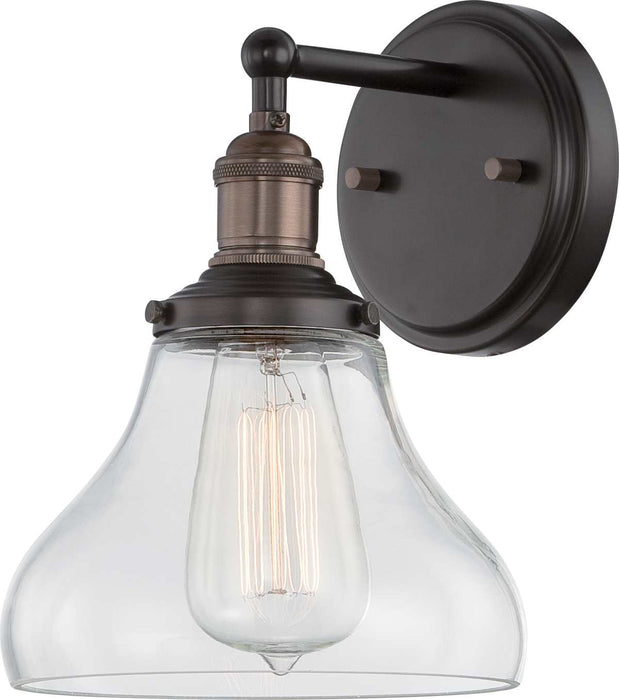 Sconce Nuvo 60-5513 Vintage - 1 Light - Sconce with Clear Glass - Vintage Lamp Included - Rustic Bronze Finish Nuvo