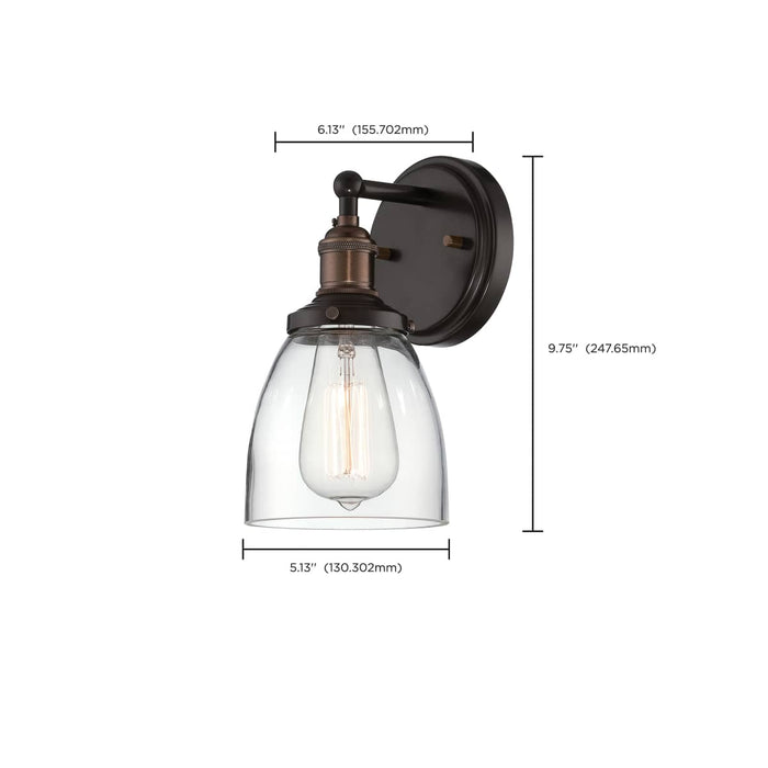 Sconce Nuvo 60-5514 Vintage - 1 Light - Sconce with Clear Glass - Vintage Lamp Included - Rustic Bronze Finish Nuvo