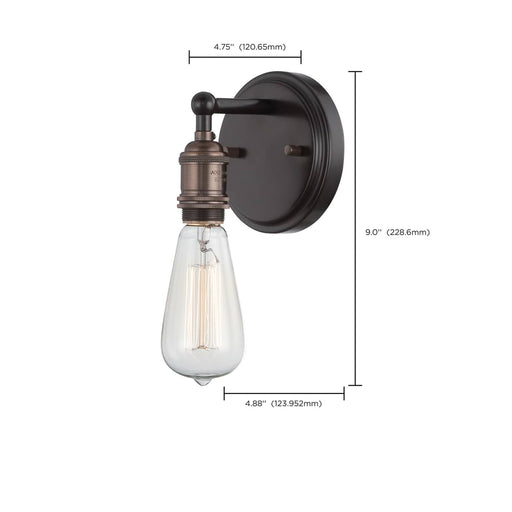 Sconce Nuvo 60-5515 Vintage - 1 Light - Sconce - Vintage Lamp Included - Rustic Bronze Finish Nuvo