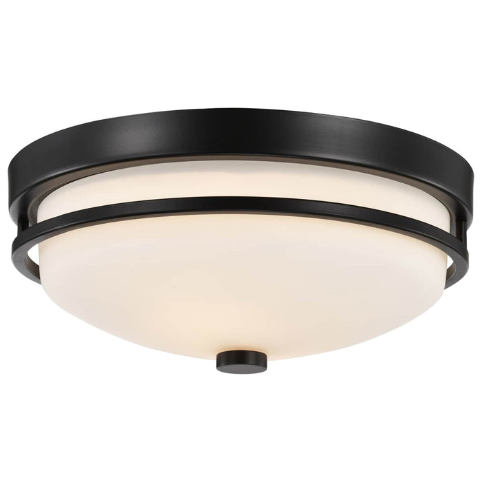 Flush Mount Nuvo 60-5586 Neval - 2 Light - Flush Fixture with Satin White Glass - Sudbury Bronze Finish Nuvo