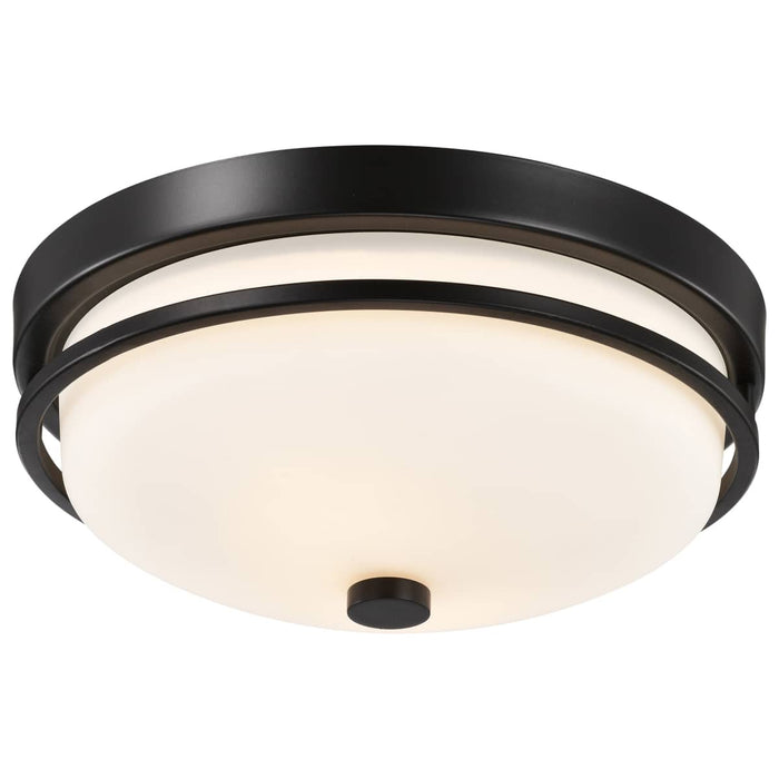 Flush Mount Nuvo 60-5586 Neval - 2 Light - Flush Fixture with Satin White Glass - Sudbury Bronze Finish Nuvo