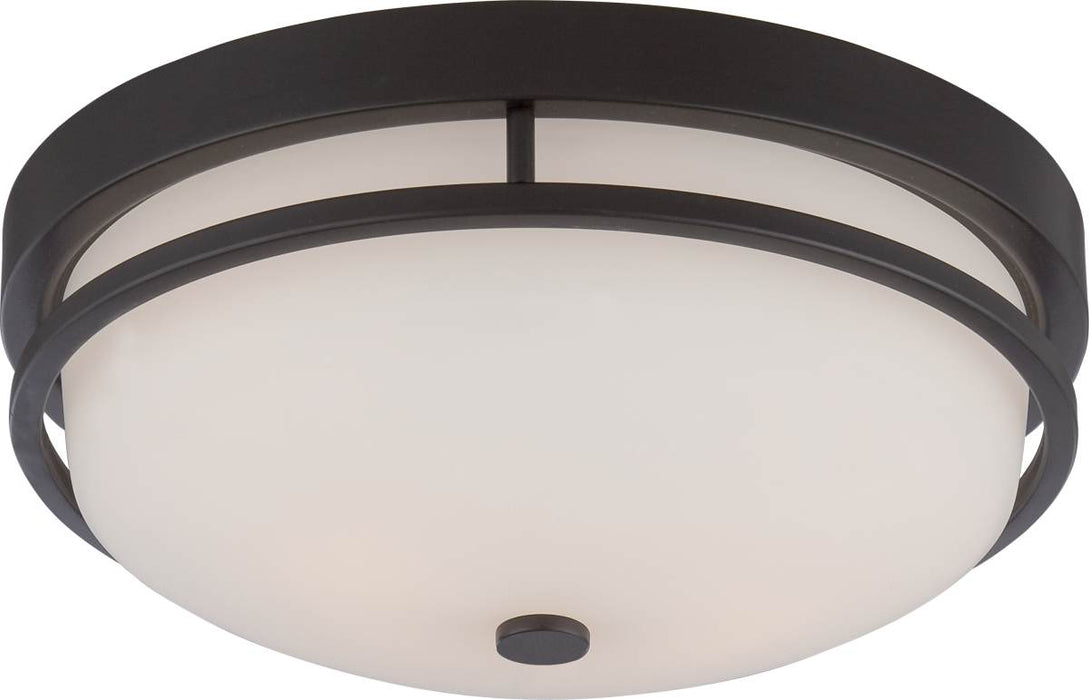 Flush Mount Nuvo 60-5586 Neval - 2 Light - Flush Fixture with Satin White Glass - Sudbury Bronze Finish Nuvo