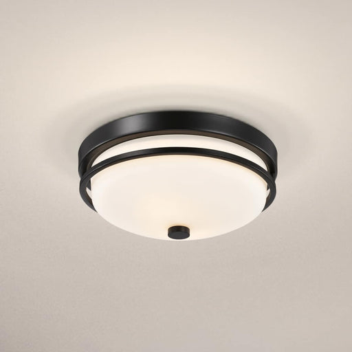 Flush Mount Nuvo 60-5586 Neval - 2 Light - Flush Fixture with Satin White Glass - Sudbury Bronze Finish Nuvo