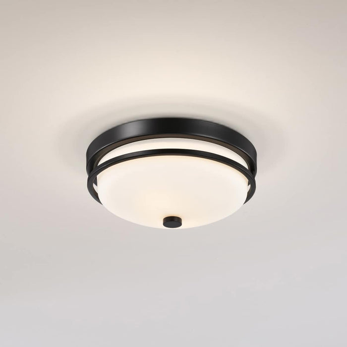 Flush Mount Nuvo 60-5586 Neval - 2 Light - Flush Fixture with Satin White Glass - Sudbury Bronze Finish Nuvo