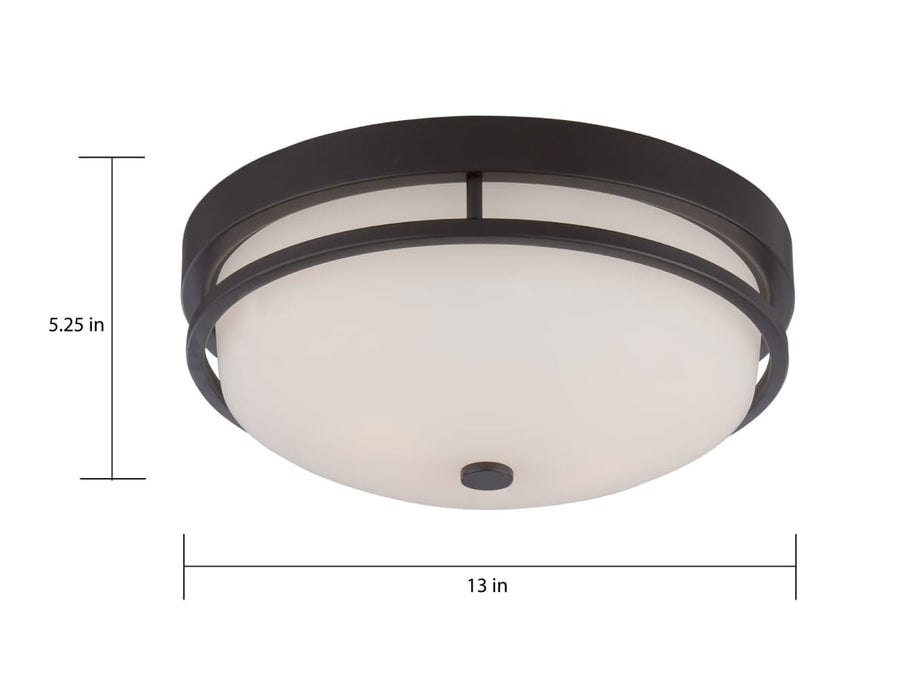 Flush Mount Nuvo 60-5586 Neval - 2 Light - Flush Fixture with Satin White Glass - Sudbury Bronze Finish Nuvo