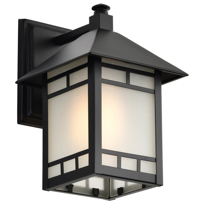 Wall Lantern Nuvo 60-5601 Drexel - 1 Light - 7 in. - Outdoor Wall Fixture with Frosted Seed Glass - Stone Black Finish Nuvo