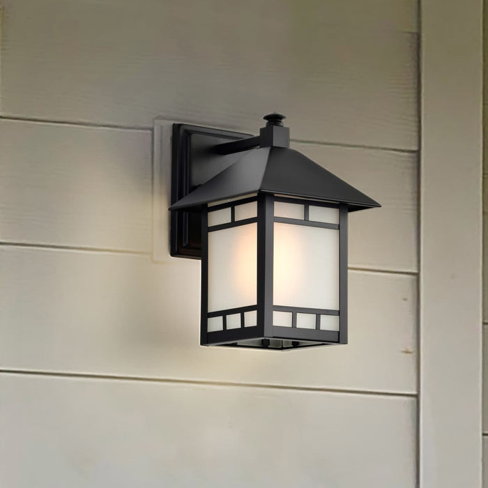 Wall Lantern Nuvo 60-5601 Drexel - 1 Light - 7 in. - Outdoor Wall Fixture with Frosted Seed Glass - Stone Black Finish Nuvo