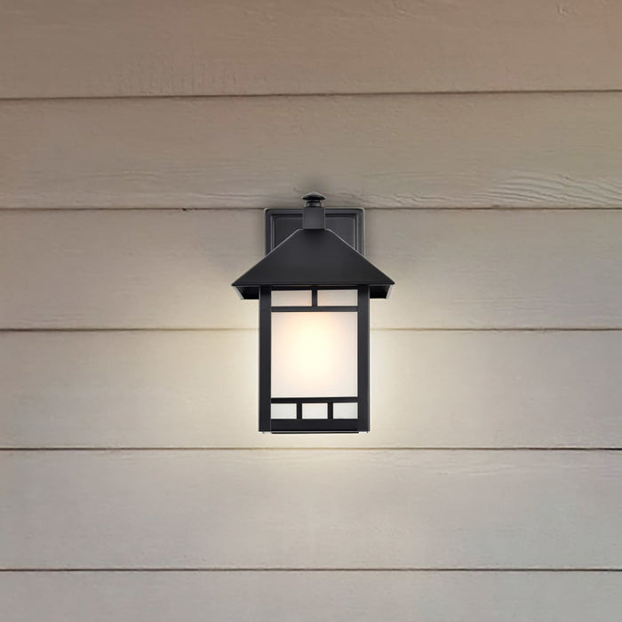 Wall Lantern Nuvo 60-5601 Drexel - 1 Light - 7 in. - Outdoor Wall Fixture with Frosted Seed Glass - Stone Black Finish Nuvo