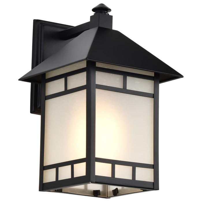 Wall Lantern Nuvo 60-5602 Drexel - 1 Light - 9 in. - Outdoor Wall Fixture with Frosted Seed Glass - Stone Black Finish Nuvo