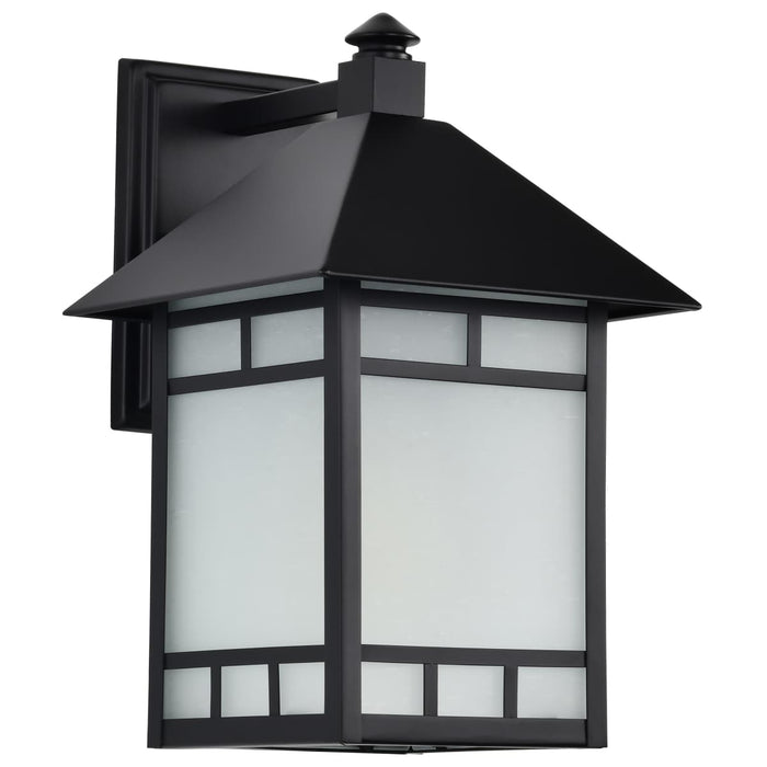 Wall Lantern Nuvo 60-5602 Drexel - 1 Light - 9 in. - Outdoor Wall Fixture with Frosted Seed Glass - Stone Black Finish Nuvo